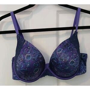 Maidenform 36D Comfort Devotion Demi T-Shirt Bra Underwire Purple Paisley